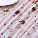 JIALE 3 Pack Pink Floral Table Runner, Embroidery Daisy Seasonal Table Decorations, 120Inch 10FT Tulle Fabric for Home Decor, Bridal Shower Wedding, Baby Shower Parties, DIY Craft