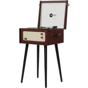 Arkrocket Discovery II 3-Speed Bluetooth Record Player Retro Console Turntable with Built-in Speakers and Removable Legs (Brown)