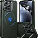 ESR for iPhone 15 Pro Max Case with Stand, 23 ft Military-Grade Drop Protection, Heavy Duty Magnetic Phone Case, Compatible with MagSafe Accessories, Cyber Series, Green