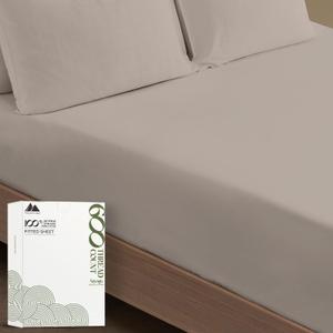 MAYFAIR LINEN Twin XL Fitted Sheet Only - 100% Egyptian Cotton 600 Thread Count 16" Deep Pocket Fitted Sheet Twin XL, Soft Cooling Sateen Weave Bottom Sheet, Fits College Dorm Mattress - Taupe