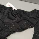 D&M Women's Off Shoulder Sparkly Dress Knitted Mesh Long Sleeve Open Back Ruched Bodycon Sexy Mini Party Dress (Black). Size S