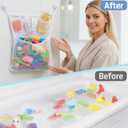 2 x Bath Toy Holder 14x20 Inch, Mesh Bathtub Toy Storage Basket, Kids Bath Net, Tub Holder Bag, Toddler Shower Caddy Hanging Bucket Bin, Baby Bathroom Organizer with 2 Suction Cups, 2 Adhesive Wall Hooks