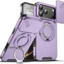 Doulings Magnetic Series Designed for iPhone 17 Pro Max Case,Rugged 360 Rotatable Ring with Invisible Holder Stand,Compatible with magsafe,Slide Camera Cover&Military Grade Protection,Purple