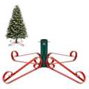 Christmas Tree Stand for Artificial Trees 4 to 8 Foot Christmas Fake Tree Holder for Green & Red Indoor Outdoor Party Christmas Tree Ornaments Fits Up to 1.4" Xmas Tree Trunks
