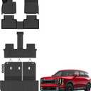 Floor Mats for 2027 Kia Telluride Gas 7/8 Seats (Not Fit Hybrid) Upgrade Trunk Mat with Backrest Mat All Weather TPE Floor Liners Fit for Kia Telluride Odorless Anti-Slip Full Set Car Accessories
