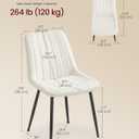 VASAGLE Dining Chairs Set of 2, Upholstered Kitchen Chairs, Synthetic Leather, Max. Load 264 lb, Steel Legs, Curved Backrest, for Dining Room, Cloud White and Ink Black ULDC090WH02