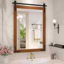 Farmhouse Bathroom Mirror, 24x36 Inch Brown Vanity Mirror for Wall, Wood Framed Rustic Mirror Rectangular Wall Decor Mirrors for Entryway Living Room Bedroom