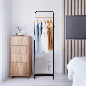 JEFEE Garment Rack Hang Clothes Rack Simple Garment Rack for Garment Storage Display, Heavy Duty Metal Clothes Rack, Free Standing Garment Racks Hang Small Area for Office bedroom, Black