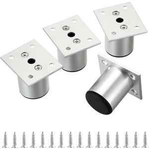 Sumnacon 4PCS Aluminium Alloy Furniture Legs - Round Adjustable Sofa Legs Furniture Cabinet Legs, 2 Inch Funiture Feet for Cabinet Desk Table Chair Sofa Bed, Silver