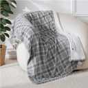 Electric Blanket Heated Throw, 50" x 60" Heated Blanket with 8 Heat Levels & 8 Hours Auto Off, Fast Heating Blankets with ETL & FCC Certification, Grey Plaid