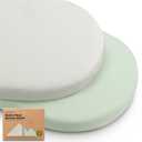2-Pack Organic Bassinet Sheets for Girls, Boys - 100% Cotton Bassinet Mattress Sheets Compatible with Halo Bassinest Swivel Sleeper, Graco, Baby Delight, Chicco, Unisex Fitted Bassinet Sheets (Sage)