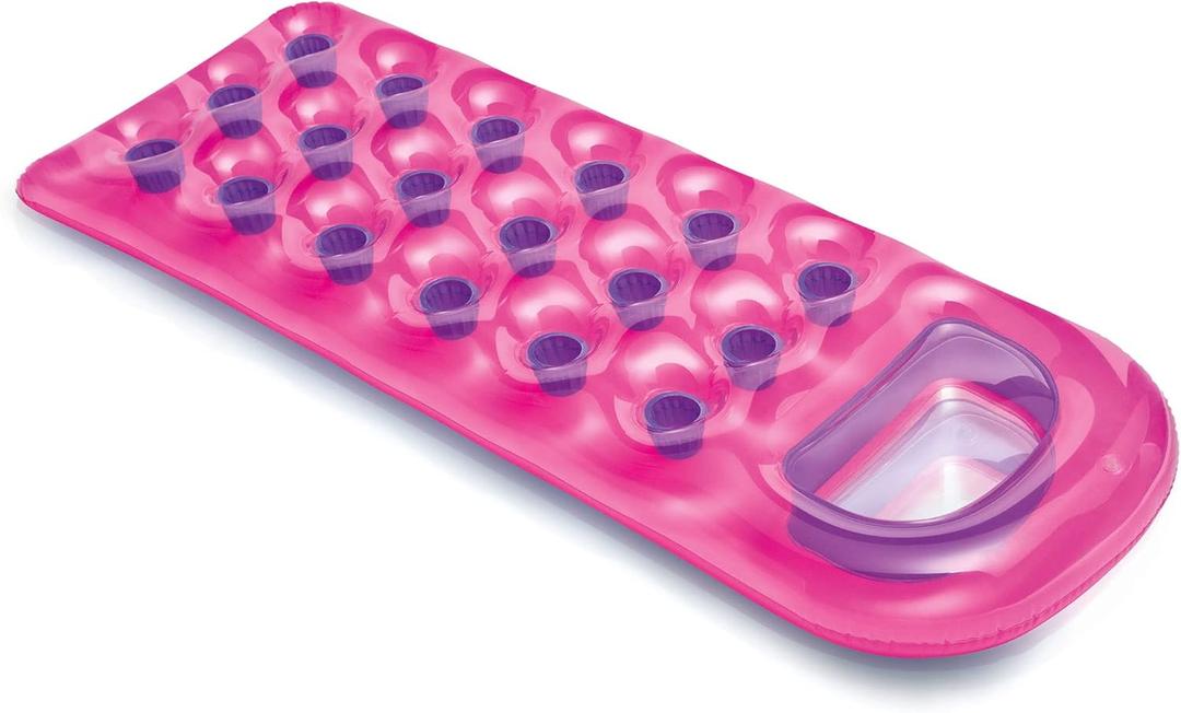 INTEX 59895EP 18-Pocket Suntanner Inflatable Pool Float Raft Lounger Swimming Mat, 74" X 28", 1 Pack, Colors May Vary