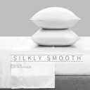 3 Pieces White Satin Sheets Twin Size Bed Set, Luxury Silky Satin Bedding Sheets Set with 1 Deep Pocket Fitted Sheet, 1 Soft Flat Sheet, 1 Pillowcases