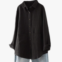 Minibee Women's Linen Shirts Button Down Long Tunic Tops Plus Size Blouse With Pockets
