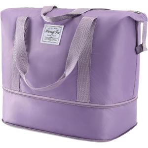 Travel Duffel Bag Weekender Bags for Women Foldie Travel Bag Expandable Overnight Bag Water-resistant for Sports Gym (Purple)