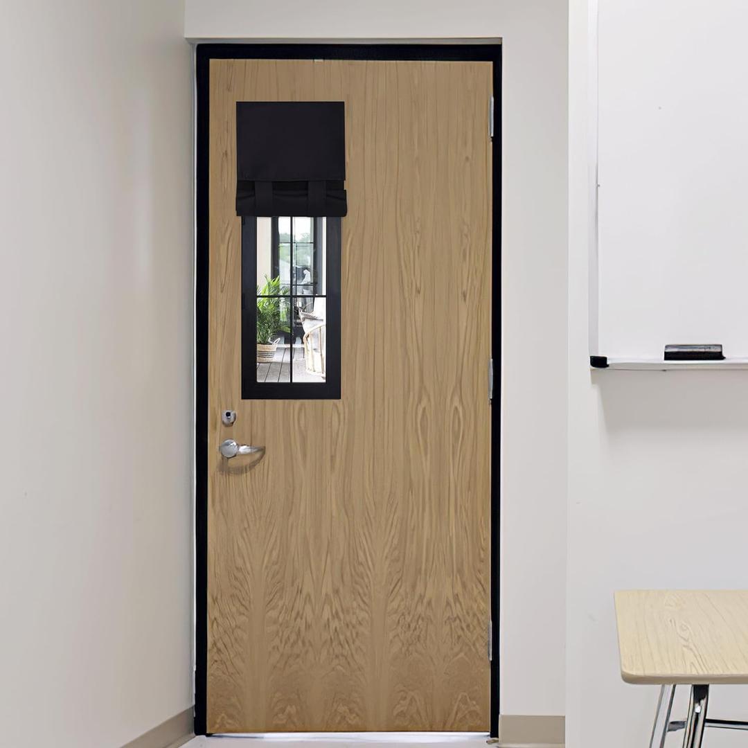 RYB HOME Classroom Door Window Cover, Blackout Shades for Classroom Windows and Doors Cover Lockdown Shades, Room Darkening Design Blocks Views, W 8 x L 36, 1 Panel, Black