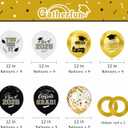 2026 Black & Gold Graduation Decorations Set - 63Pcs Graduation Grad Latex Balloons with Ribbons, Congrats Grad Caps for College & High School Party Supplies