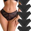 Sth Big Sexy Underwear for Women Lace Cheeky Panties Criss Cross Bikini Underwear Soft Breathe Seamless Panties 5 Pack (Medium)
