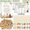 Patelai 321 Pcs Woodland Animal Baby Shower Game Supply for Girl or Boy 5 Set Include 50 Activity Card 20 Pencil 1 Don't Say Baby Sign 50 Clothespin for Price Is Right Prediction Bingo Party Decor