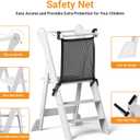 COSYLAND Foldable Toddler Kitchen Stool Helper - Height Adjustable Kitchen Standing Tower for Bathroom Sink or Counter - Step Stool for Toddlers Ages 18 Months to 6 Years White