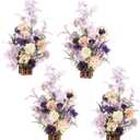 Ling's Moment 17.5" Tall Standing Artificial Flowers Arrangements 4 pcs Wedding Aisle Runner Chair Decorations French Lavender Plum Centerpieces Ceremony Reception Rose Floral Party Outdoor
