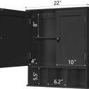 TaoHFE Black Bathroom over the Toilet Storage Cabinet, Wall Medicine Cabinet Organizer with 2 Door Adjustable Shelves, Wooden Modern Bathroom Shelves Wall Mounted Laundry Room, 21L x 5.1W x 23H Inches, 20.1l X 5.1w X 22.8h Inches