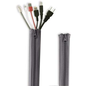 Flexible Cable Management Sleeve with Zipper - Extendable Cord Organizer System Wrap Wire Cable Cover Sleeve Holder, Keep Home & Office Clean Safe Protector for TV/Media, Grey, 39 Inches, 2 Pcs
