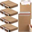 Fainne 200 Pack 6 x 8 Inch Rigid Mailers Self Adhesive Seal Photo Document Mailers 250gsm Keep Flat Kraft Photography Cardboard Envelopes for Shipping Cd, Photo, Gift Card, Document, Paper