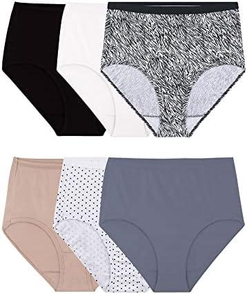 Fruit of the Loom Women's Eversoft Cotton Brief Underwear, Tag Free & Breathable,  Size 6, 6 Pack Assorted