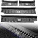 Door Sill Guards Fit for Jeep Wrangler JL JLU 2018-2025 & Gladiator JT 2020-2025 4-Door, Carbon Fiber Style 304 Stainless Steel Door Entry Guard Protector Accessories Non-Slip Design