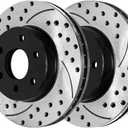 AutoShack Black Hat Drilled and Slotted Brake Rotors Front Brake Rotor Replacement Kit for 2004-2008 Ford F-150 2006-2008 Lincoln Mark LT 4.2L 4.6L 5.4L V6 V8 4WD AWD RWD PR64111LR