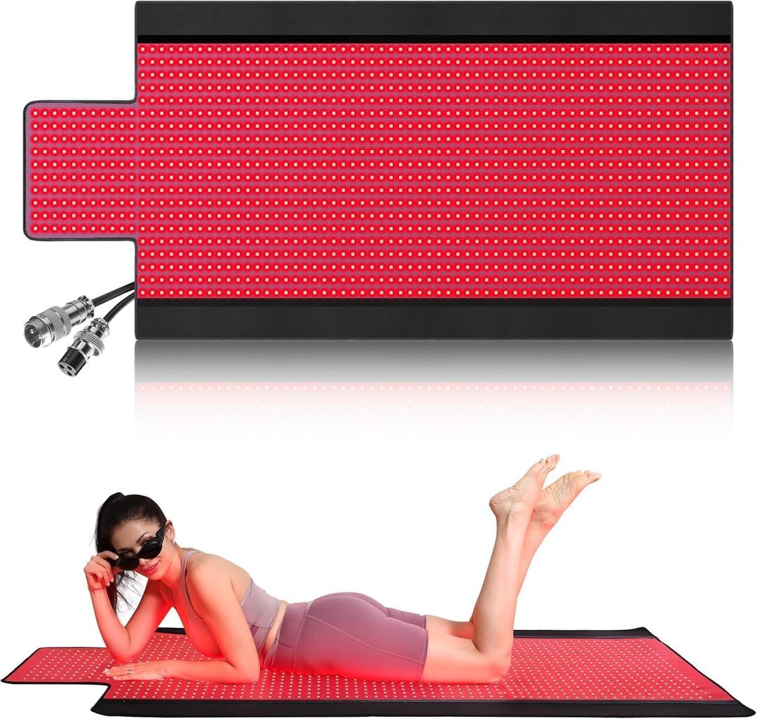 2025 New 73" x 33" Full Body Red Light Therapy Mat, FSA HSA Eligible Red Light Therapy Blanket, 1370pcs Dual Wavelength LEDs(660nm& 850nm), Premium Leather, Adjustable Timer & Intensity