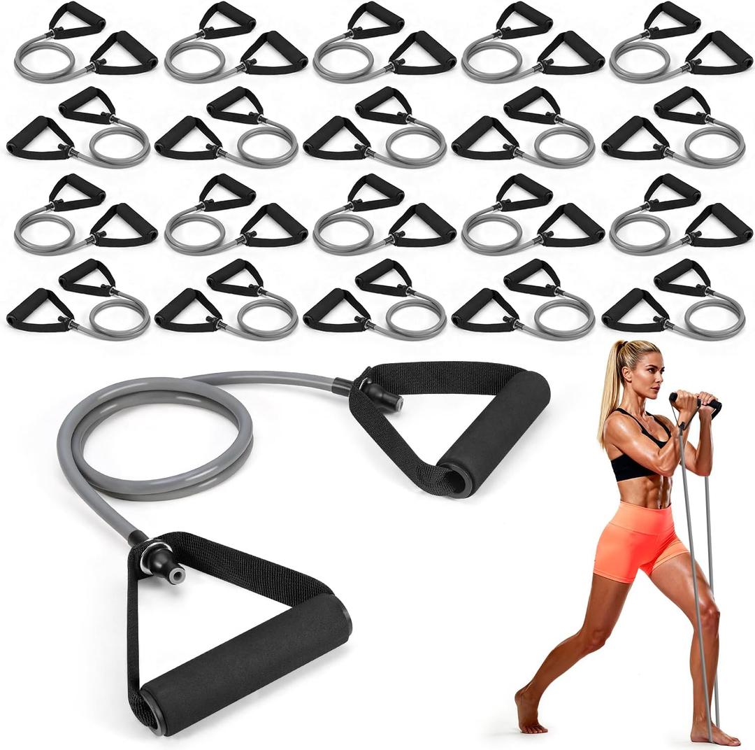 20PCS Resistance Bands with Handles for Gym Members Sports Class Students Gift, Exercise Bands 20 Lb for Full Body Training, Strength & Rehab Recovery, Fitness Tube Bands for Men and Women