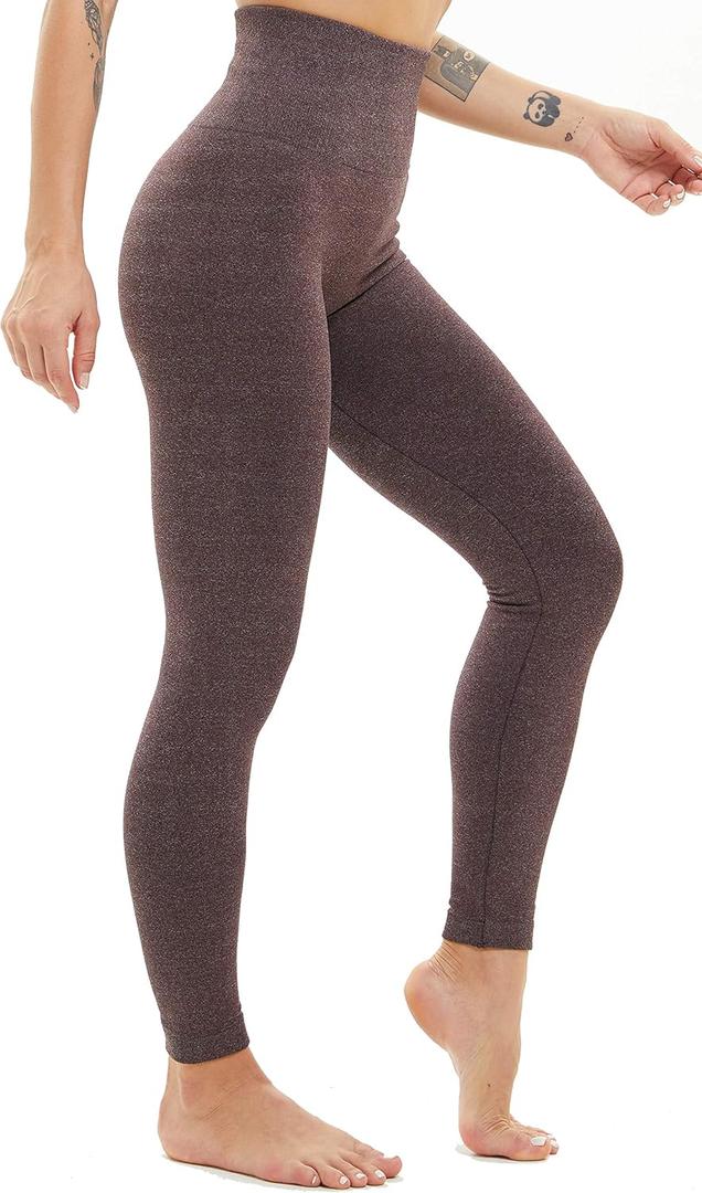 LUOYANXI Fleece Lined Leggings Women - Warm Soft Tummy Control Thermal Thick High Waisted Pants for Cold Winter (Large,Hempbrown)