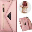 Wallet Case for Samsung Galaxy S9 Plus Leather Flip Zipper Purse Handbag with Credit Card Holder Shoulder Strap and Wrist Strap Lanyard Phone Cover for S9+ 9S 9+ S 9 9plus S9plus Women Pink