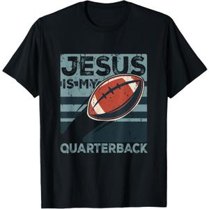 Jesus is My Quarterback Christian Football Ball Sport Player T-Shirt, size L