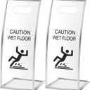 2 Packs Caution Wet Floor Signs 24 Inch Clear Acrylic Safety Warning Wet Floor Signs Windproof Safety Warning for Commercial Use Hotels High End Exhibition Halls Market Offices Pool