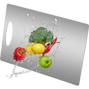 Stainless Steel Cutting Board for Kitchen, Large Cutting Board, Non Toxic, Double-Sided for Meat/Fruit/Vegetable, Dishwasher Safe & Handwasher Clean, Durability, 12" x 18"