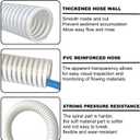 1 1/2 "-12 Ft Pool Filter Pump Connection Hose Premium Kink Free PVC Swimming Replacement Tube for Above Ground Pools, Includes 2 Hose Clamps and Can Be Cut as Needed