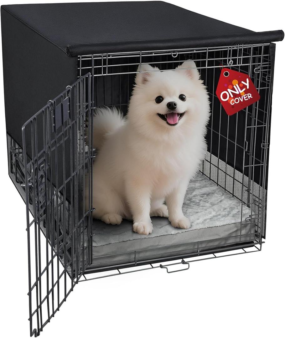 Explore Land Breathable Dog Crate Cover - 4 Sides Mesh Ventilation, Basic Pet Kennel Cover, All Sides Open, Universal Fit for 1 2 3 Doors 24 inches Wire Dog Crate (Black)