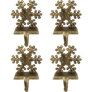 OCTERIC 4Pcs Stocking Holders, Snowflake Pattern Retro Metal Mantel Hooks, Anti-Slip Heavy Duty Solid Cast Iron Mantle Hangers Xmas Dcor for Fireplace Holiday Indoor Decoration