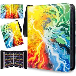 Trading Card Binder for TCG Cards, 9-Pocket Portable Card Collector Ablum Holder Book Fits 900 Cards with 50 Removable Sleeve, Waterproof Card Binder Display Storage Carrying Cases for TCG-Storm