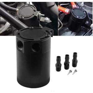 Sporacingrts Universal 3-Port Oil Catch Can Reservoir Tank Black