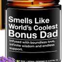 World's Coolest Bonus Dad Candle, Unique Sentimental Father's Day & Birthday Gift for Step Dad, Thoughtful Gifts for Father in Law, Best Presents for Birthday, Christmas, Special Occasions, Gift Ready