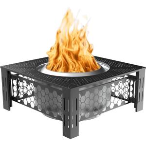 Fire Pit Surround Tabletop Large Use for Solo Stove Bonfire Ranger Yukon 2.0 and Mesa, Fire Pit Table Square Made of UV-Resistand Antirust Thick Metal, for Indoor Outdoor Use