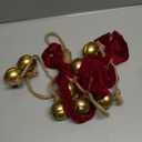 Moxweyeni 2 Sets Christmas Cow Bells with Velvet Bow 18.5 Inch Vintage Bells with Jute Hanging Rope Rustic Gold Ornaments for Wreath Teardrop Swags Wall Door Decoration(Ball)