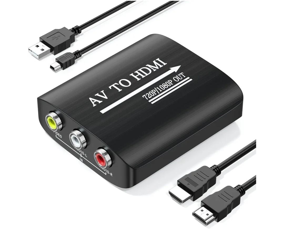 AV to HDMI Converter with HDMI Cable,RCA to HDMI Converter for PS1,PS2,PS3,Xbox,N64,WII,SNES,VHS,VCR,Blue-Ray DVD Players,STB