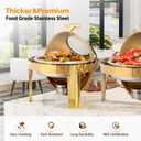 ROVSUN 6 QT Chafing Dishes for Buffet, Roll Top Chafing Dish Buffet Set, Stainless Steel Buffet Warmer Chafers and Buffet Warmers Sets for Catering Events Parties Weddings Dinners,Gold