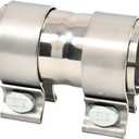 Polished Stainless Steel 2" ID to 2" ID Exhaust Adapter With Clamps,ID 2 Inch Exhaust Reducer Connector Pipe/W Clamps, 4'' Length Exhaust Coupler,Universal Fitment