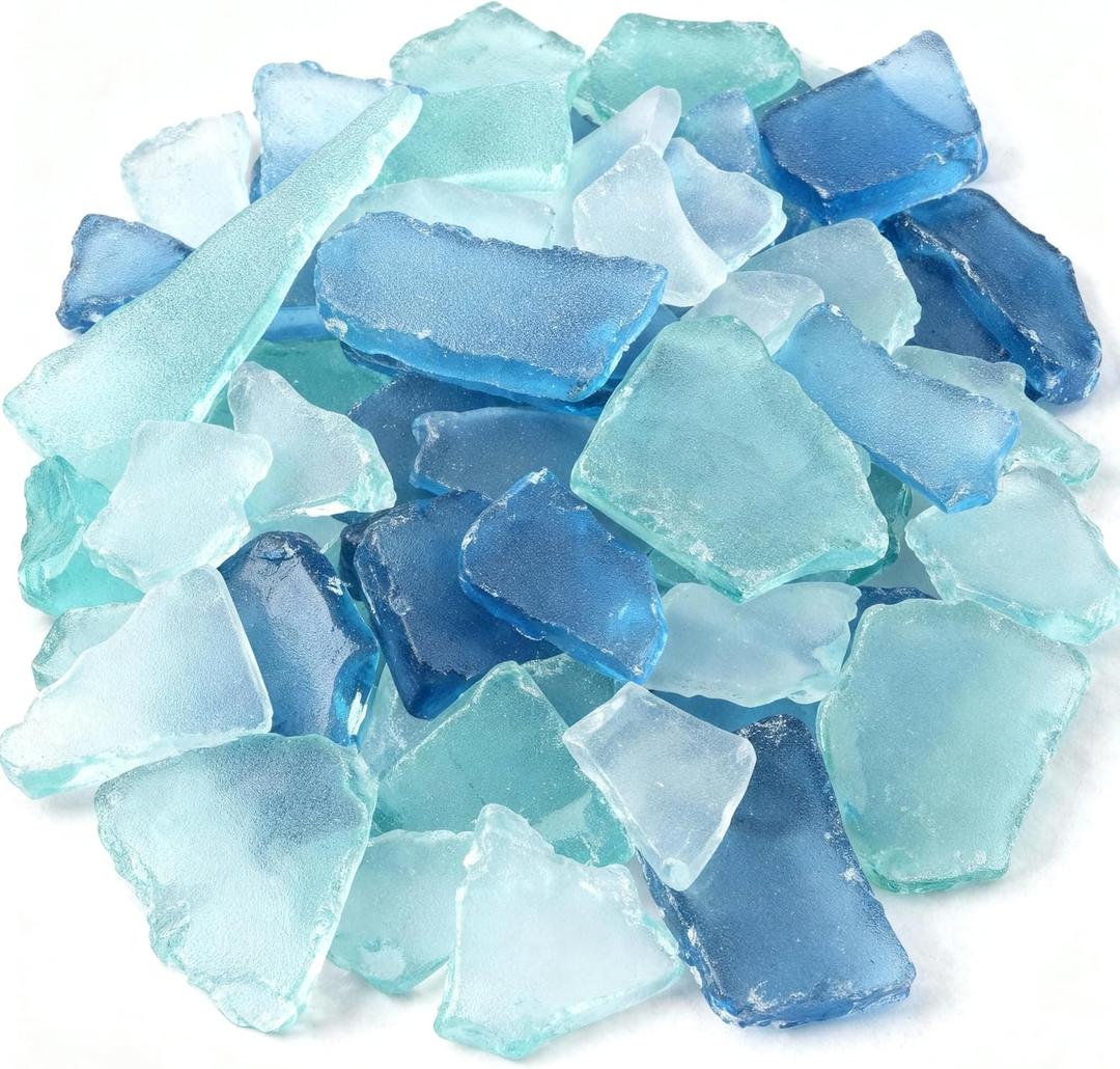 Jetec 11 oz Sea Glass for Crafts Pieces Sea glass Decor Flat Frosted Sea Glass Ornaments Vase Filler Crushed for Beach Wedding Party Decor Home Aquarium DIY Craft Supplies(Blue, White, Green)
